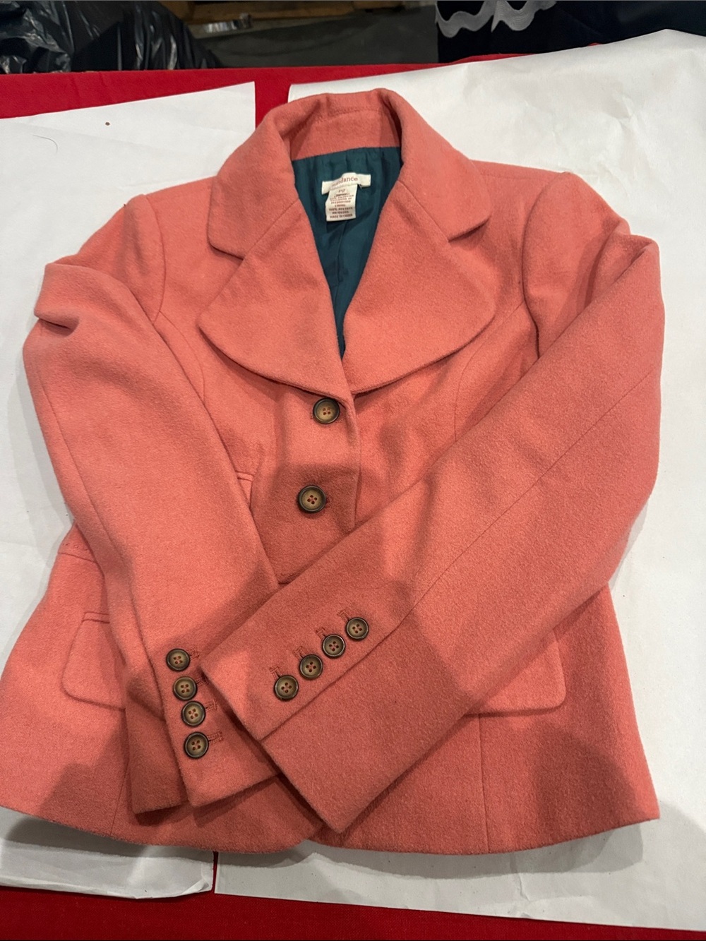 Sundance Coral Pink Wool-Blend Blazer Jacket